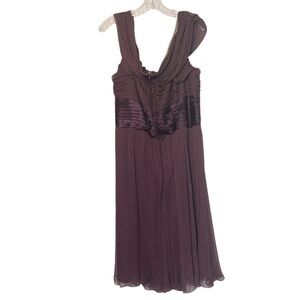 KM Collections by Milla Bell Silk Formal Midi Dress Sz 18W Raisin Weddin…